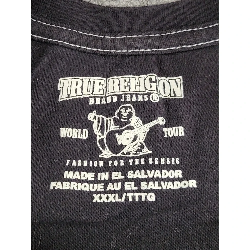 True Religion Men's T-Shirt Original Buddha Brand Size XXX-Large Black (3XL)
